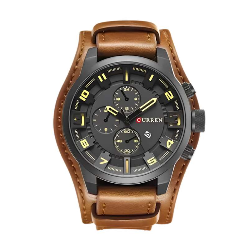 Curren Coffee Brown Leather Men’s Watch 1