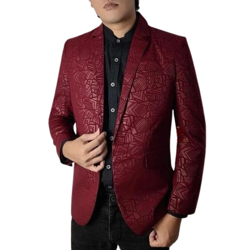 HOOF Blazer Pria Embos Casual Woolpeace