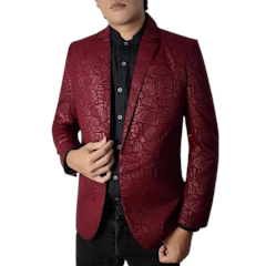 HOOF Blazer Pria Embos Casual Woolpeace