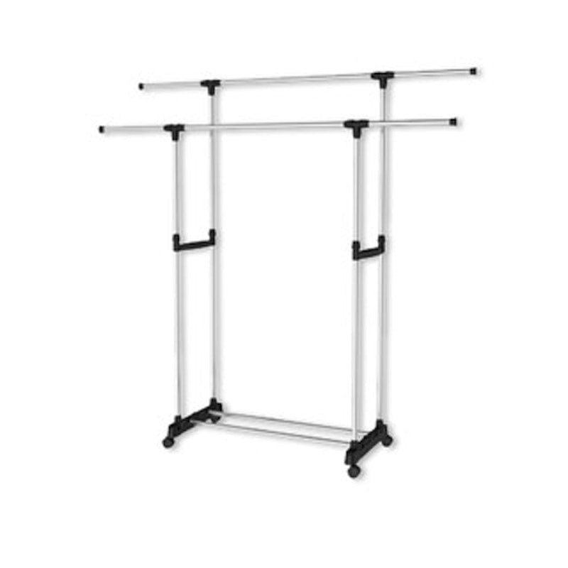 Stand Hanger Double Sisi Satu Rak Dengan 4 Roda Asli Portable 3