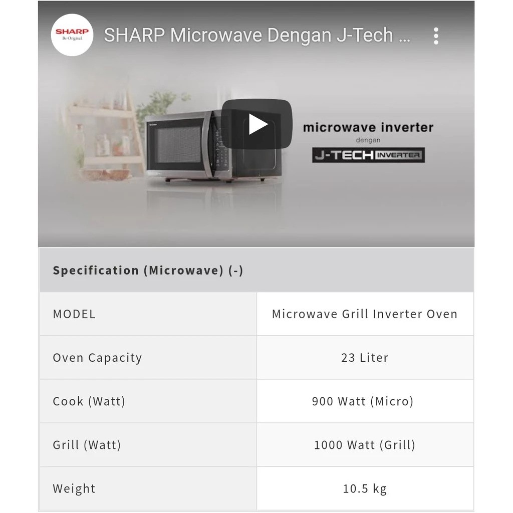 SHARP Electronics SHARP 23 Liter Microwave Grill Inverter Oven  R-650GX(BS)