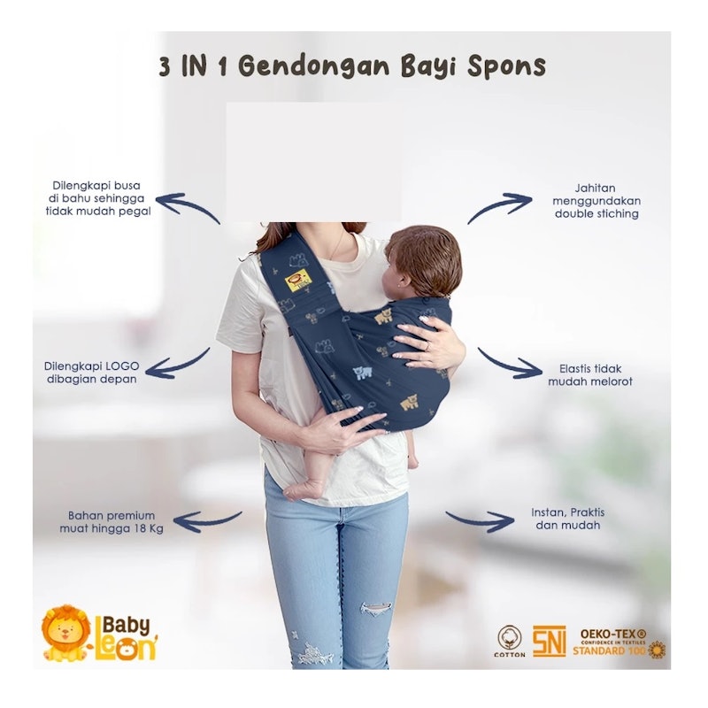 Baby Leon 3 in 1 Gendongan Bayi Spons 2