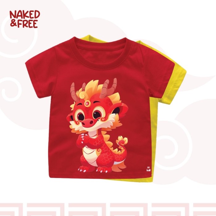 Kaos Bayi Anak Dan Dewasa Series Imlek Red Cute Dragon