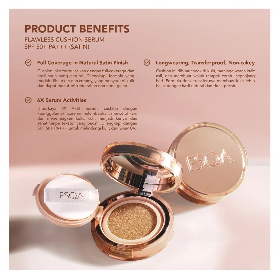 Keva Cosmetics International ESQA Flawless Cushion Serum SPF 50+ PA+++ Satin Milkshake