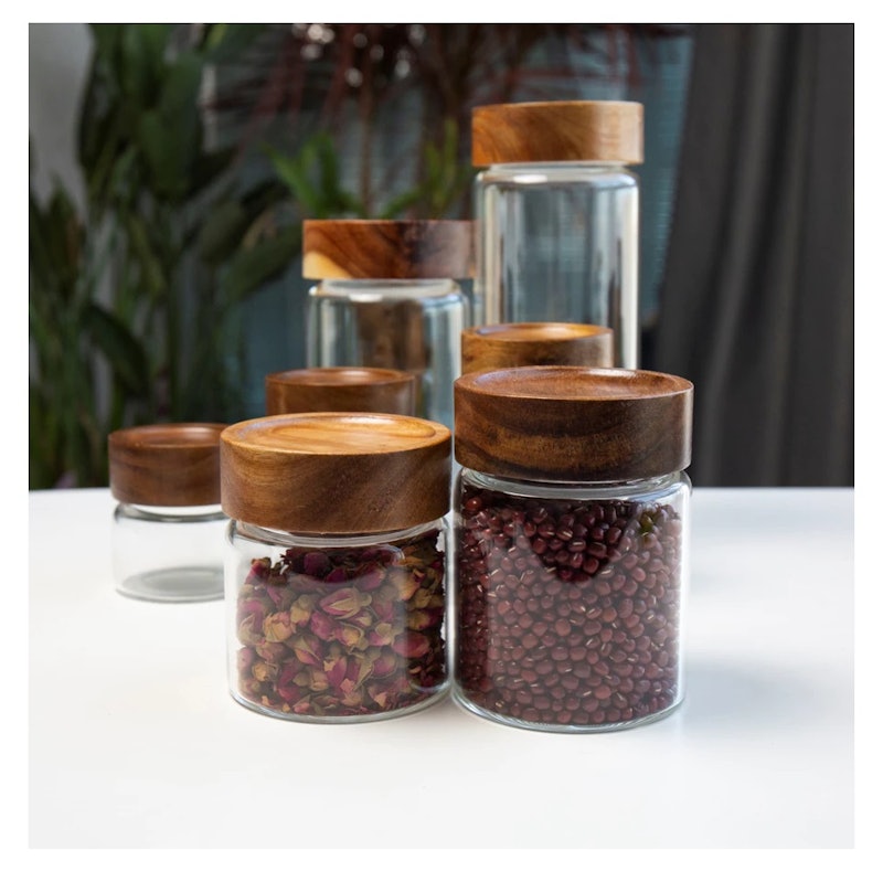 Trosten Round Glass Food Storage with Wooden Lid 5