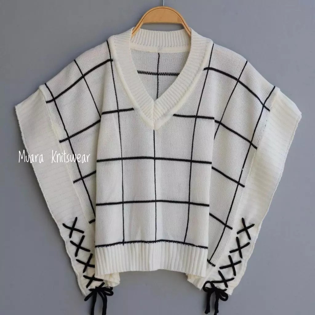  Muara Knitswear Zulaika Rompi Rajut Motif Kotak-Kotak