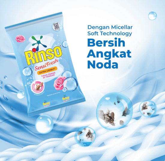 Unilever Indonesia Rinso SensiFresh Deterjen Bubuk Extra Lembut Micellar Soft