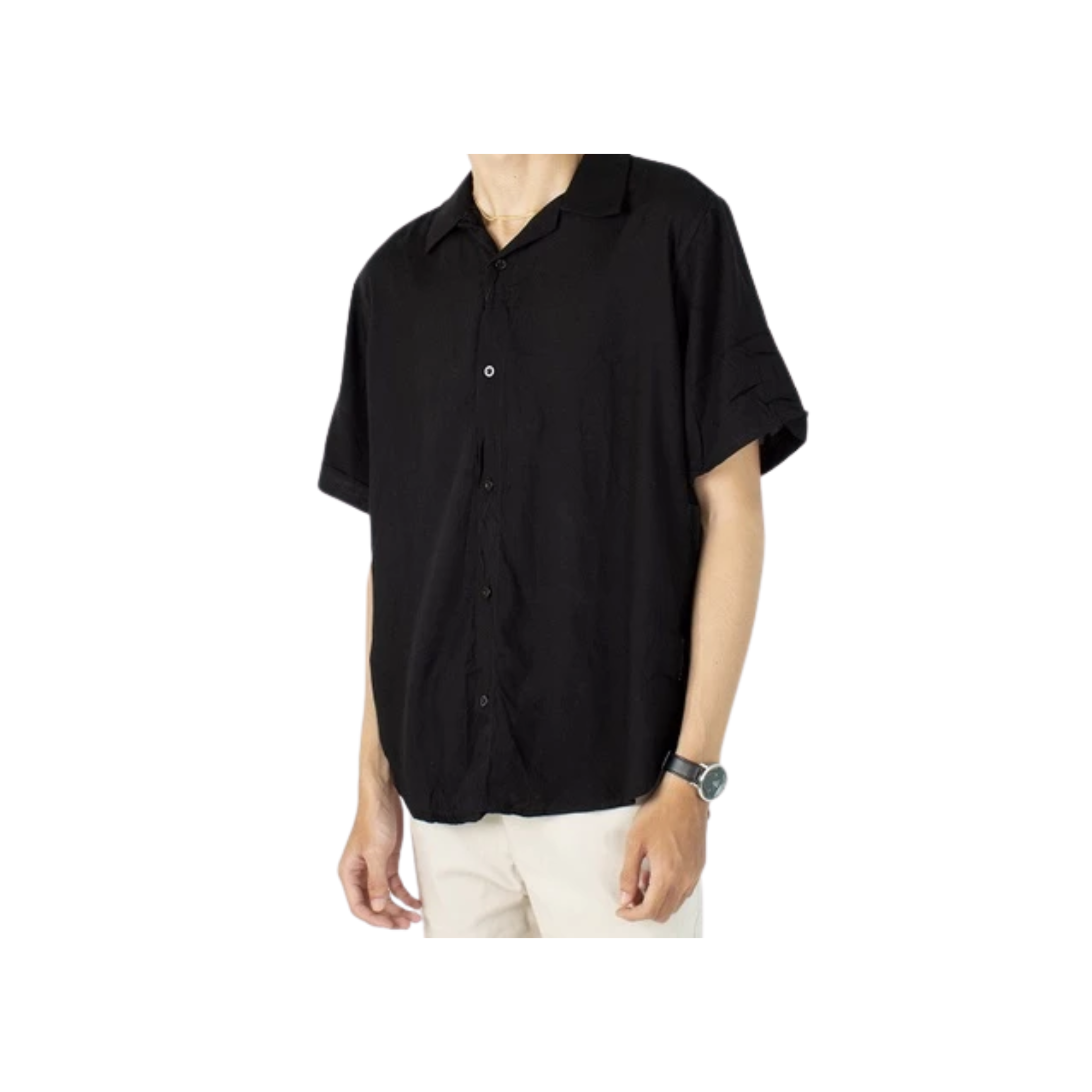 FortKlass Kemeja Rayon Polos Pria Lengan Pendek