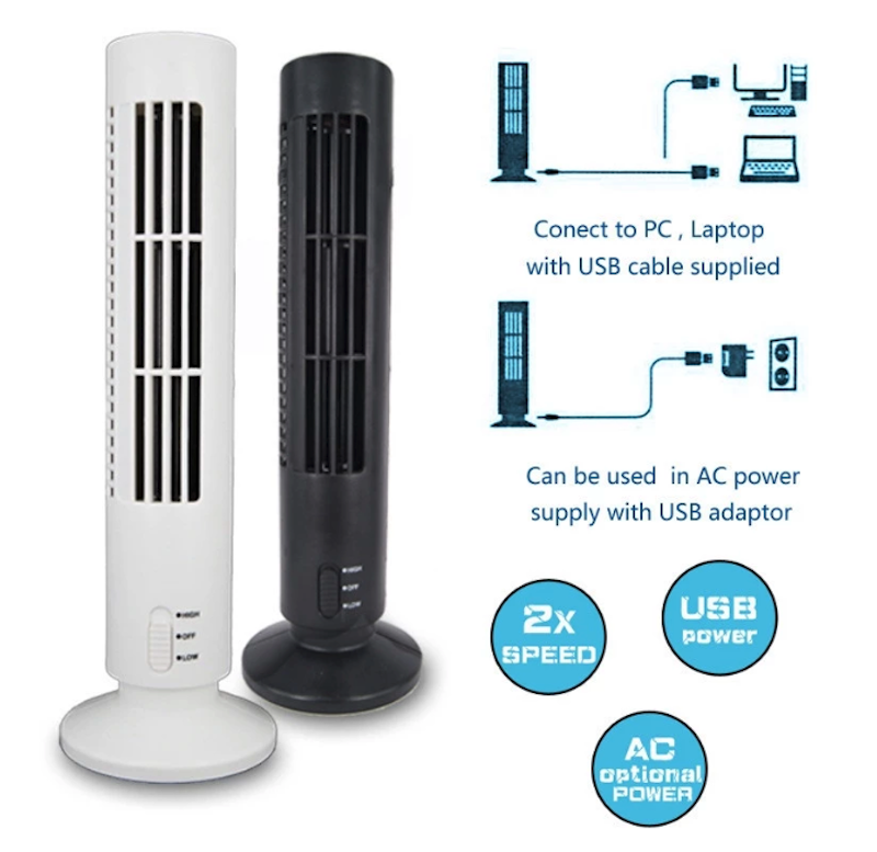 TaffHOME Kipas Angin USB Tower Leafless Ultra Quite YK-1208