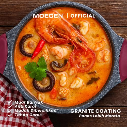 MOEGEN Casserole Stock Pot 24 Cm Granite Series + Glass Cover