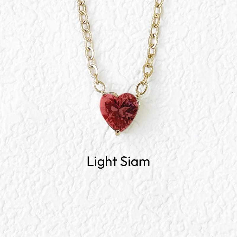 Spar.co Kalung Titanium Lapis Emas dengan Liontin Hati Birth Stone 2