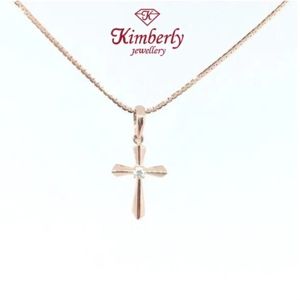  Kimberly Jewellery Liontin Salib Berlian + Kalung Emas KPD585897
