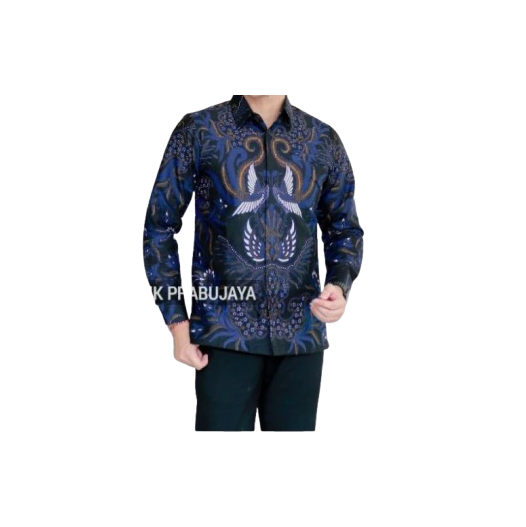 Batik Prabujaya Gurdo Biru Kemeja Batik Pria