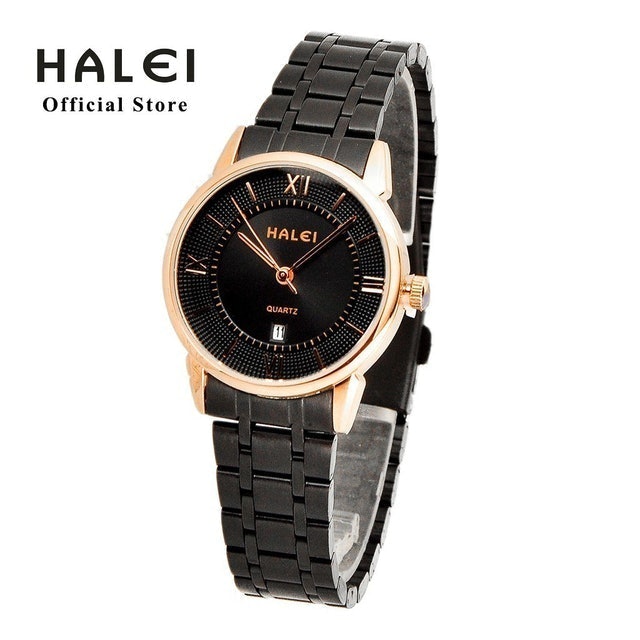 Halei Watch Jam Tangan Wanita Klasik Black Rose Gold 566