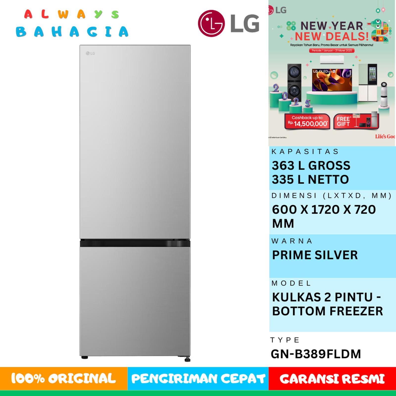 LG Electronics LG Kulkas Bottom Freezer 363L / 335L GN-B389FLDM
