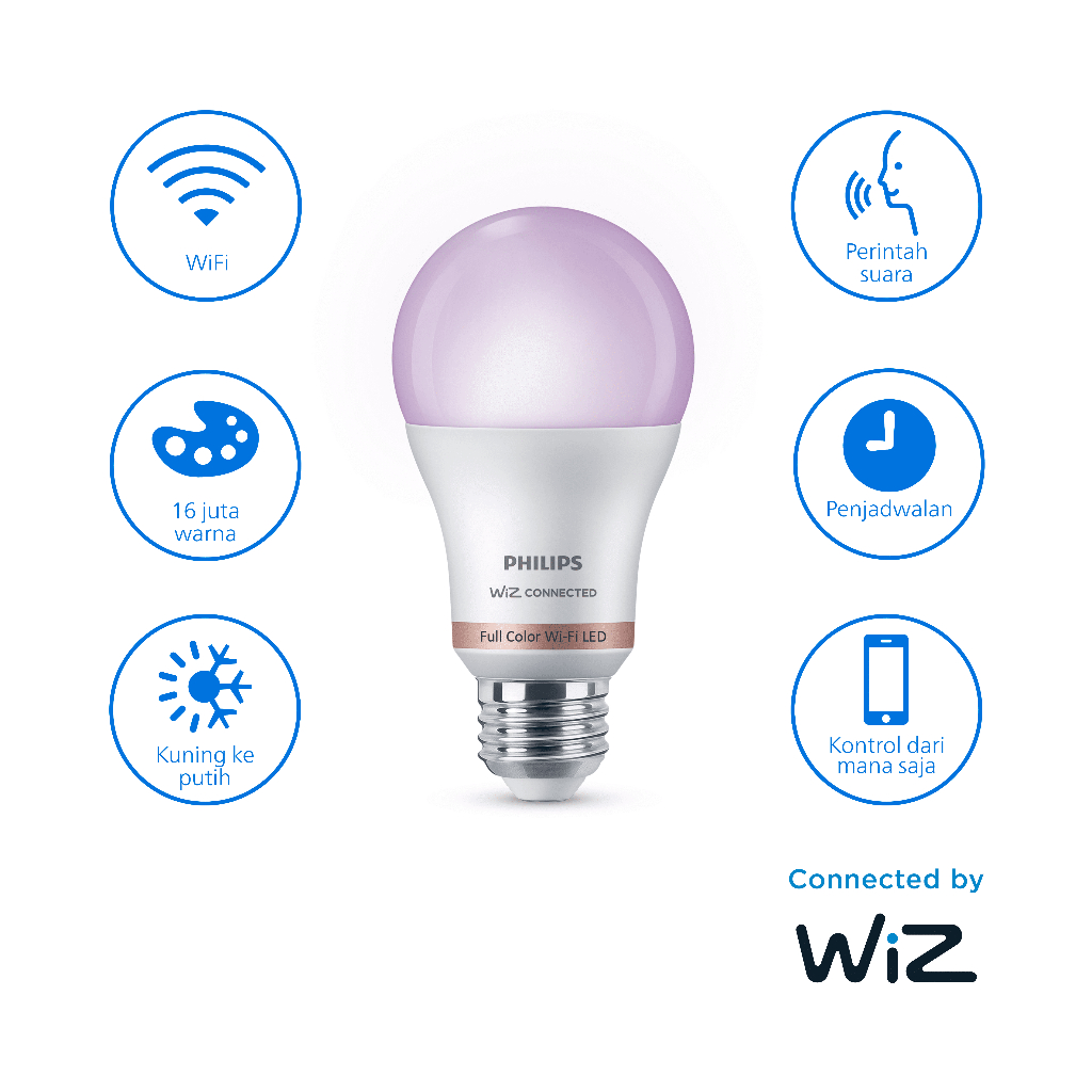 Philips Electronics Philips Lampu Bohlam Smart WiFi LED 13W with Bluetooth Color RGB