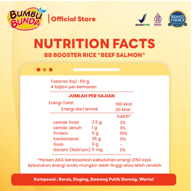 Bumbu Bunda Elia Sukses Bumbu Bunda Elia BB Booster Rice Beef Salmon
