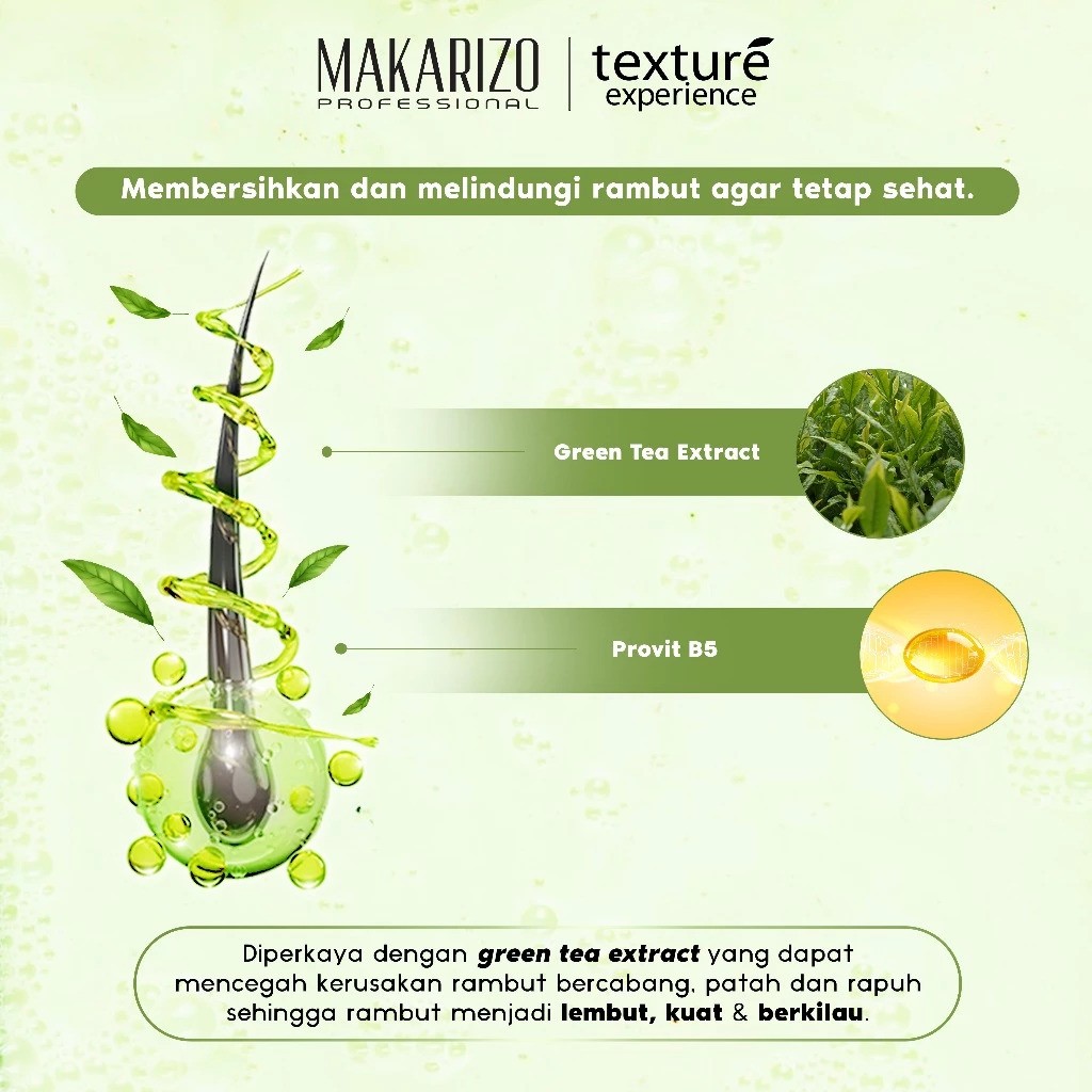 Akasha Wira International Makarizo Professional Texture Experience Shampoo Green Tea Butter