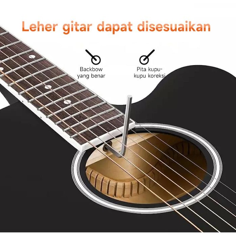 KAWES Low Action Gitar Akustik Elektrik Hitam 41 inch 2
