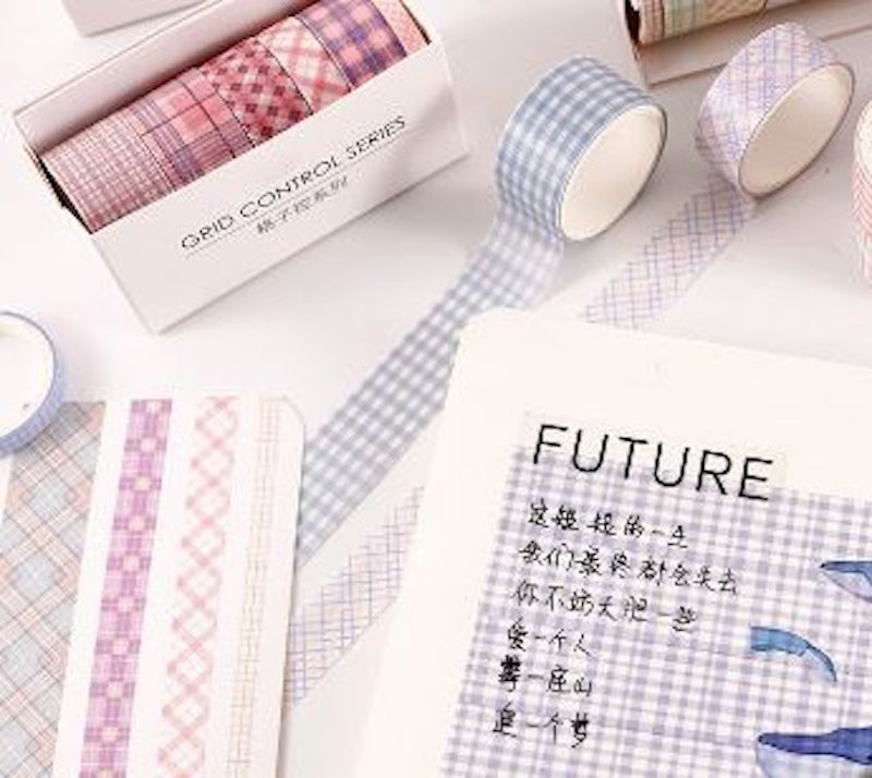 Grid Control Washi Tape Set 6 pcs Gingham Pattern 3