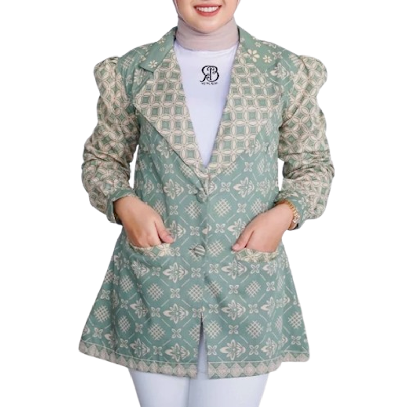 Batik Ruhi Blazer Batik Motif Rasya Pistachio 1