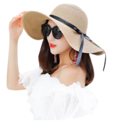 Topi Pantai Lipat Pita Korea Import