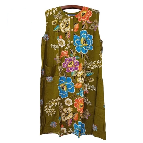  Batik Kencana Ungu Daster 32 Label Biru Tanpa Lengan 