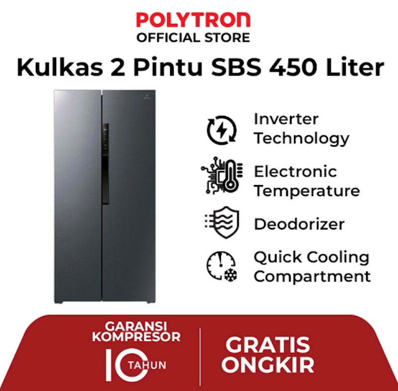 Polytron Kulkas Side By Side Polytron 2 Pintu New Belleza Inverter PRS 460B