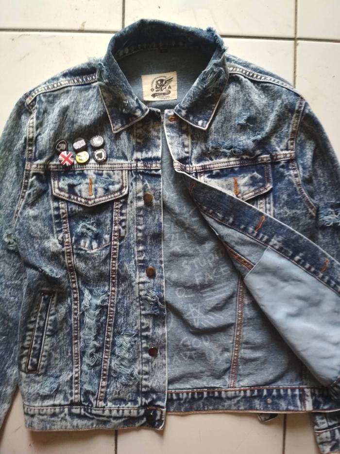 Galfinc Indonesia Galfinc Jaket Jeans Viking Ripped Sandwash