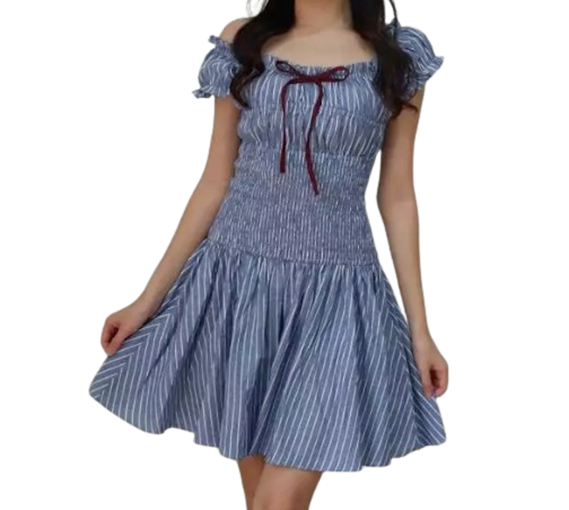 Peach Poppy Lea Mini Strechable Stripe Dress 1