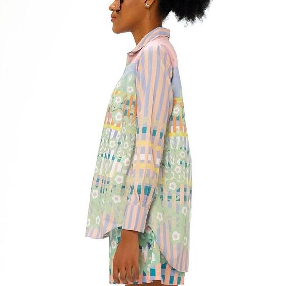 Rinda Salmun Two Wear RTW Studio Kemeja Lengan Panjang Print Picnic Playdate Peach