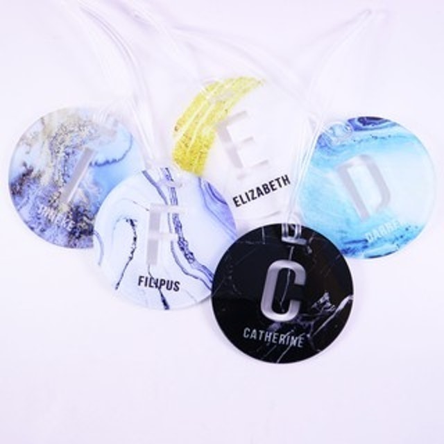 Round Bag Tag Marble Custom 2