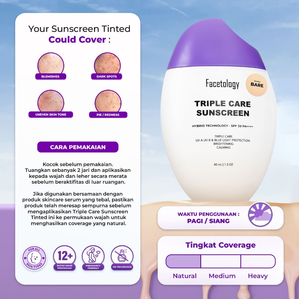 Facetology Innovation & Technology Facetology Triple Care Sunscreen Tinted SPF 50 PA++++
