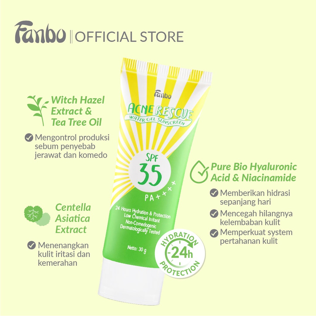 Fabindo Sejahtera Fanbo Acne Rescue Water Gel Sunscreen SPF 35 PA++++
