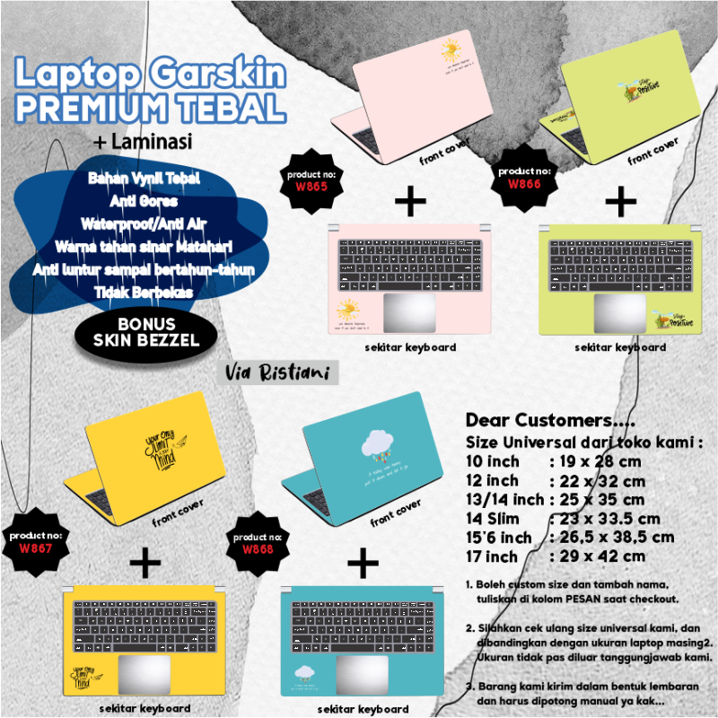 Stiker Laptop Garskin Laptop Anti Gores Quotes Simple Pastel Premium