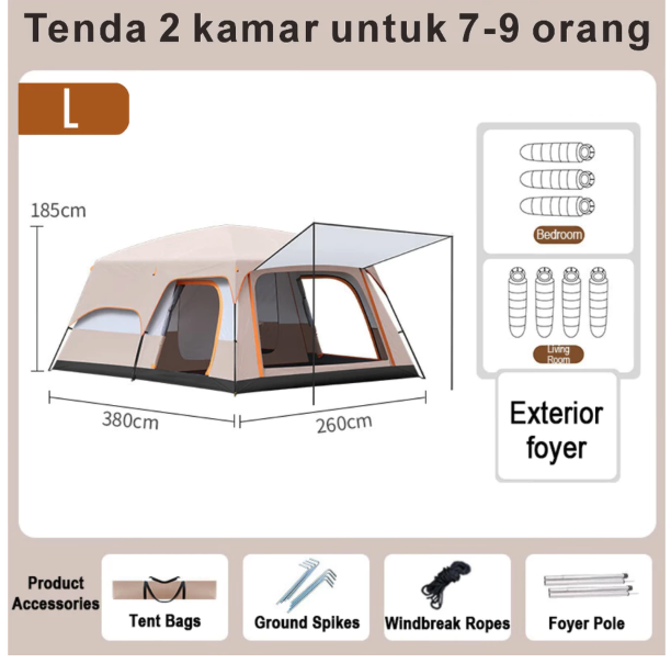  WTHB Outdoor Tenda Camping Outdoor 7-9 Orang