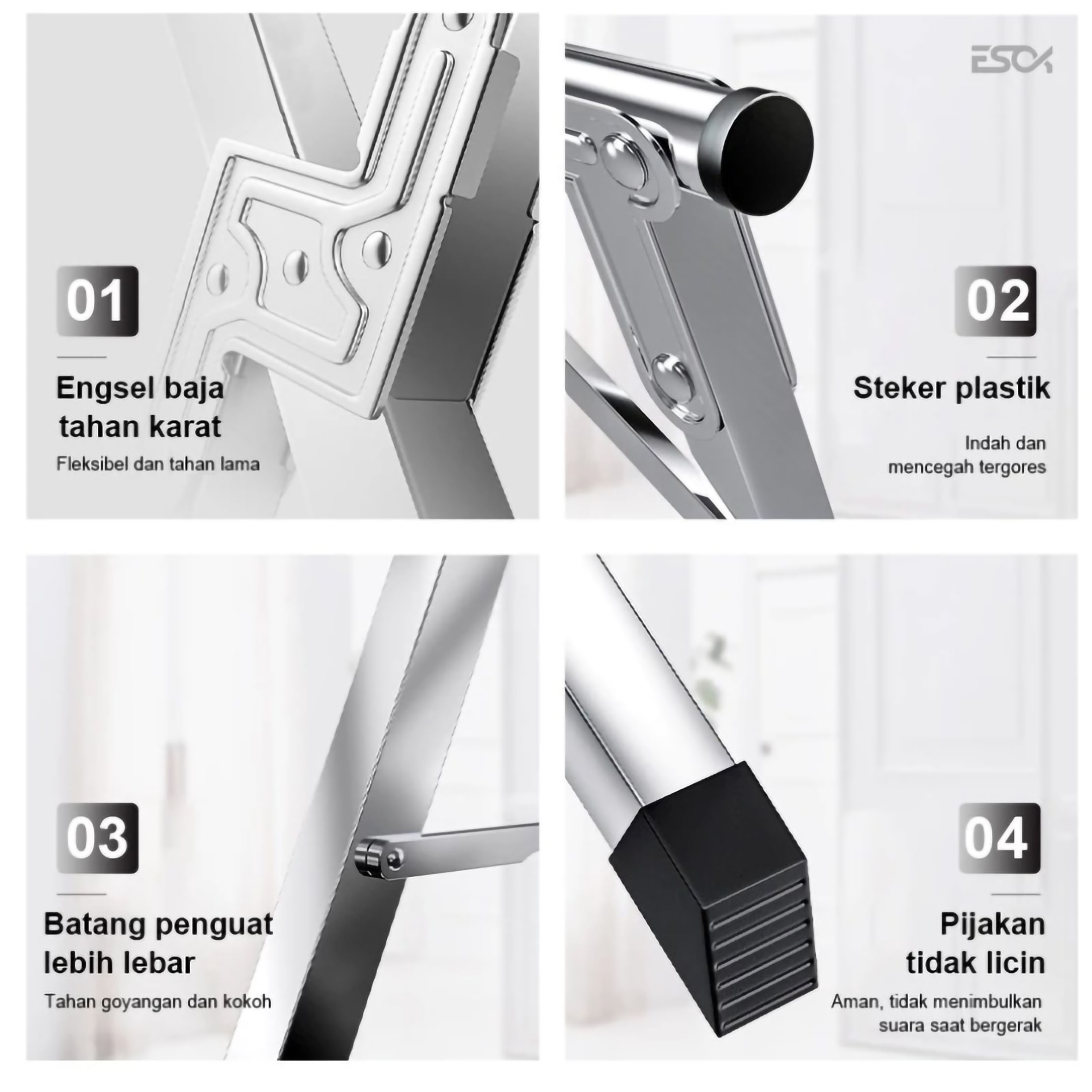  ESOK Jemuran Baju Lipat Stainless Steel