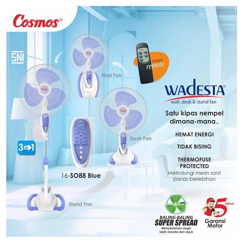 Cosmos Kipas Angin WADESTA (Wall, Desk, Stand) - 3in1 3