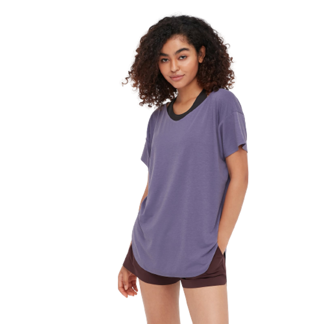 Women AIRism T-Shirt Panjang Seamless V Neck 4