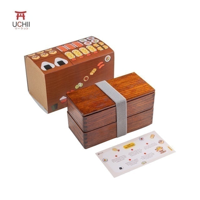 Premium Wooden Bento Box Double 2