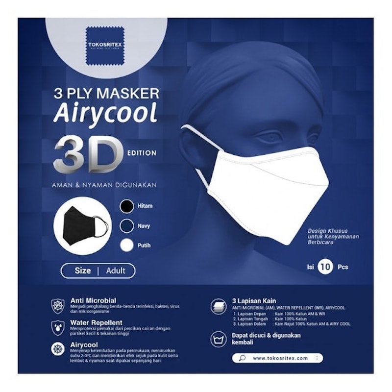 Masker Kain 3D Airycool and Water Repellent