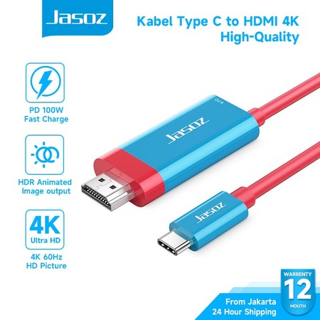 Jasoz Adapter Kabel Type C to HDMI Converter with PD 100W