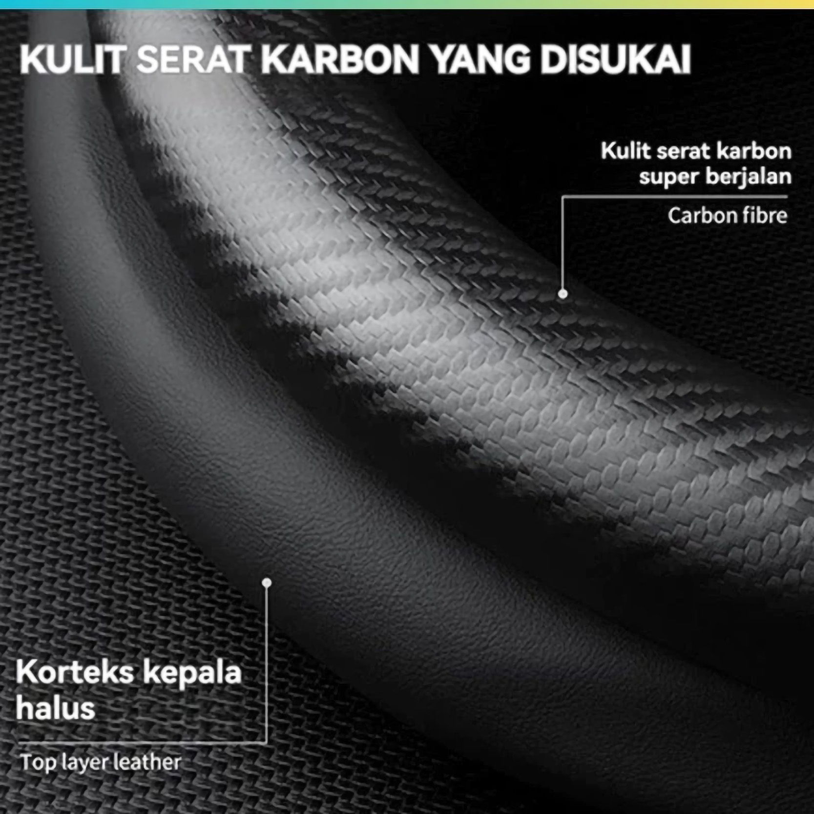 METALIVE Sarung Setir Mobil Kulit Carbon 38cm 2