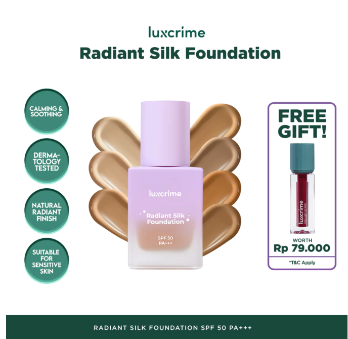 Luxury Cantika Indonesia Luxcrime Radiant Silk Foundation SPF 50 PA+++