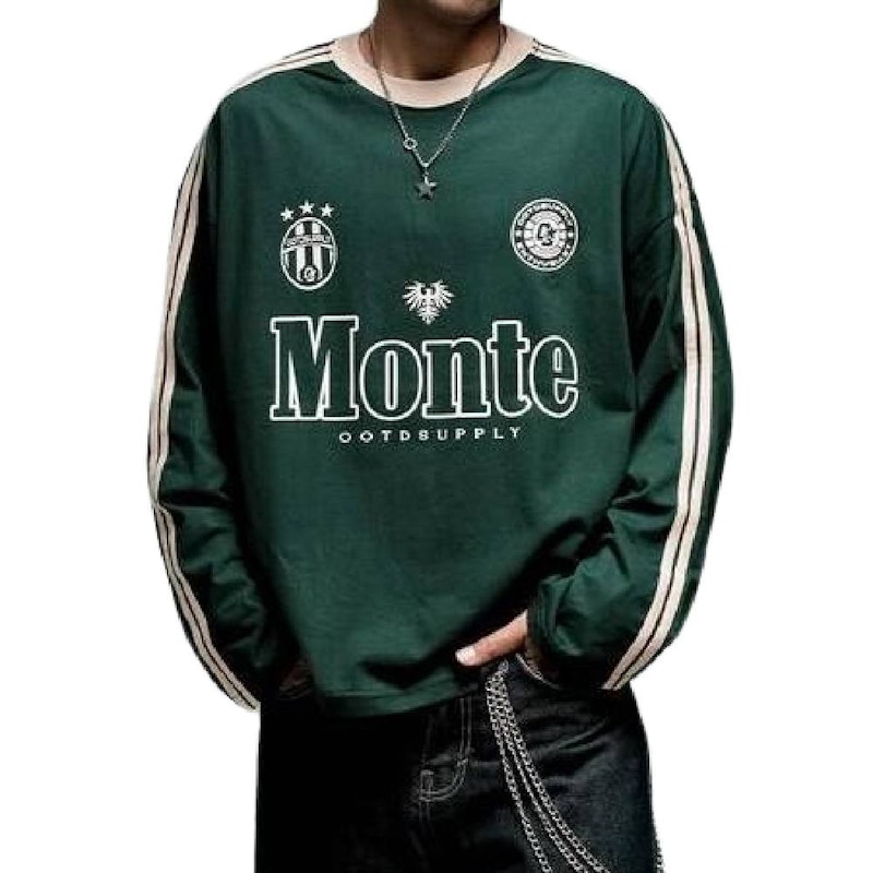 OOTDSUPPLY Longsleeve Boxy Double Stripe Monte Dark Army 1