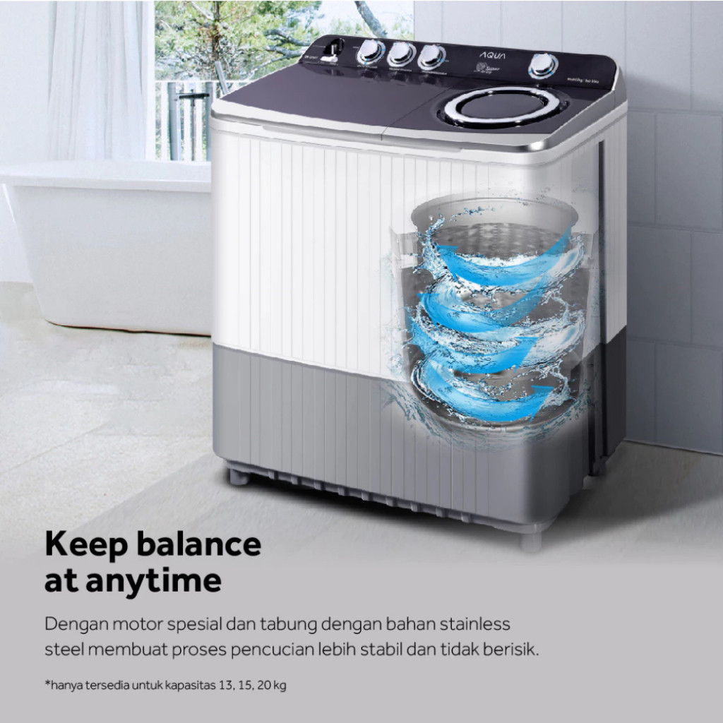 AQUA Japan AQUA Mesin Cuci Twin Tub 20 kg QW-2070HT