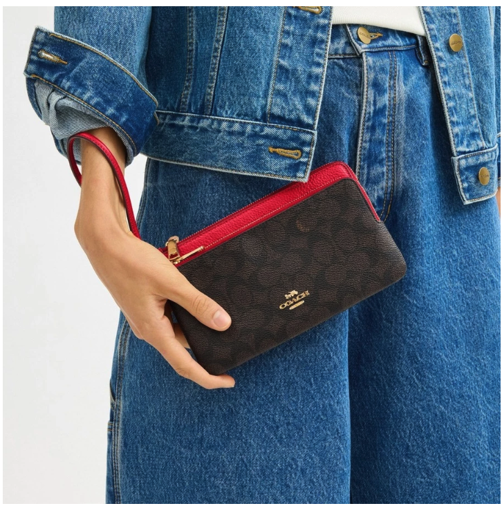 Coach Double Zip Wallet in Signature Canvas 2
