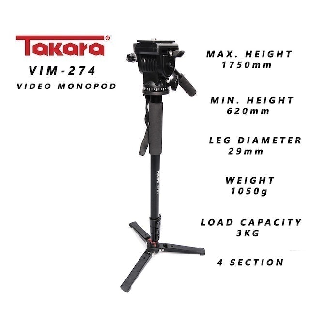 Takara Fluid Head Video Monopod VIM-274