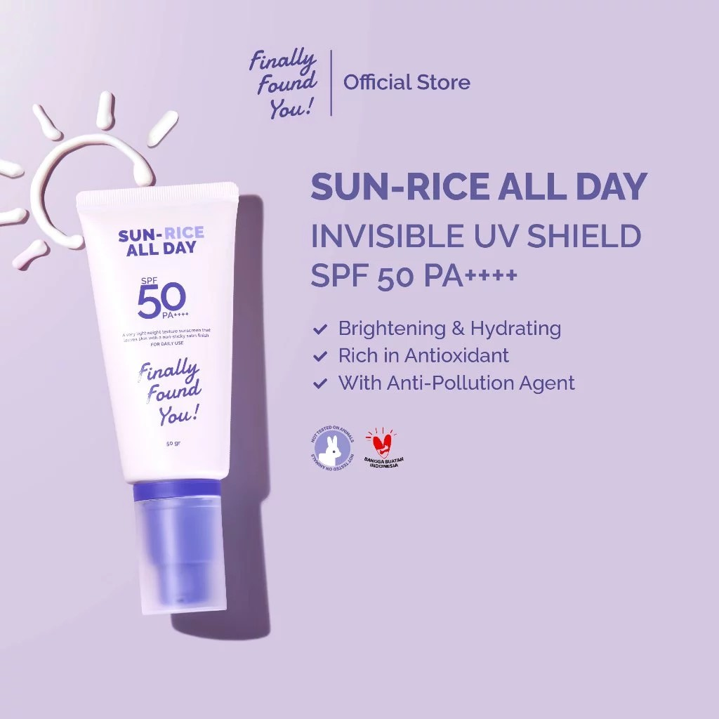 Karya Mahendra Innovation Finally Found You! SUN-RICE ALL DAY Invisible UV Shield SPF 50 PA++++
