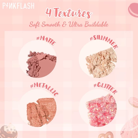 FCL Internasional Indonesia  PINKFLASH PinkDessert 12 Shades Eyeshadow Palette 01 Cranberry Cookies